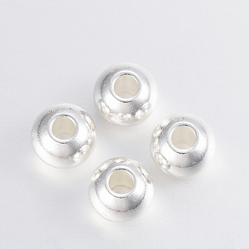 304 Stainless Steel Beads, Round, Silver Color Plated, 8x6.5mm, Hole: 3mm
