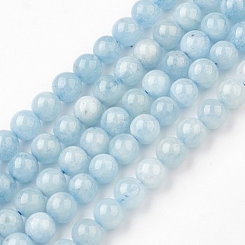 Natural Aquamarine Bead Strands, Round, 6~6.5mm, Hole: 0.5mm, about 66pcs/strand, 15.9 inch(40.5cm)