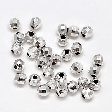 Граненый круглые 925 серебро бусы(STER-F012-02A)-2
