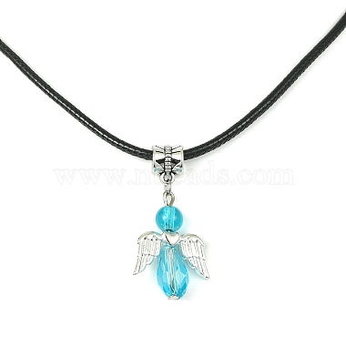 Angel Shape Alloy with Glass Pendant Necklaces(NJEW-JN04560)-3