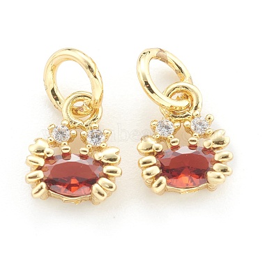 Real 18K Gold Plated Red Crab Brass+Cubic Zirconia Charms