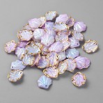 Opaque Acrylic Pendants, Gold Stamping Edge Leaf Charms, Thistle, 17x15x4mm, Hole: 1.5mm(RESI-TAC0020-04B)