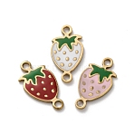 304 Stainless Steel Enamel Strawberry Connector Charms, Golden, Ion Plating(IP), Mixed Color, 17x9x1mm, Hole: 1.6mm(STAS-A121-02G)