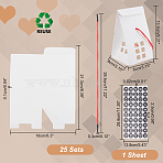 25 Sets Rectangle Foldable Creative Christmas Paper Gift Box with Window and 1 Polka Dot Paper Number Labels Sticker, White, Box: Finish Product: 8x8x13.5cm, Stickers: 138x286x0.15mm(CON-PH0002-85B)