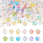 100Pcs Acrylic Pendants, Butterfly, with Golden Foil and Brass Findings, Mixed Color, 11mm, Hole: 2.2mm(PALLOY-TAC0168)
