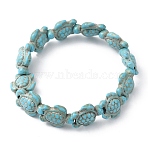 Synthetic Turquoise Tortoise Beaded Stretch Bracelet for Women, Pale Turquoise, Inner Diameter: 2 inch(5cm)(BJEW-WH0018-16D)