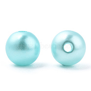 Spray Painted ABS Plastic Imitation Pearl Beads, Round, Cyan, 8x9.5mm, Hole: 1.8mm, about 2080 pcs/500g(OACR-T015-05B-08)