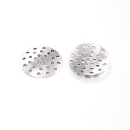 Platinum Plated Brass Finger Ring/Brooch Sieve Findings, Perforated Disc Settings, 16x1.5mm, Hole: 1mm(X-KK-E655-02P)