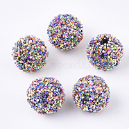 Acrylic Beads, Glitter Beads,with Sequins/Paillette, Round, Colorful, 12x11mm, Hole: 2mm(SACR-T345-01A-07)