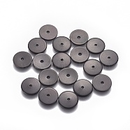 304 Stainless Steel Spacer Beads, Flat Round, Electrophoresis Black, 10x0.8mm, Hole: 1.2mm(STAS-G200-02C-B)