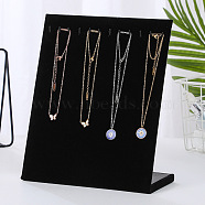 Velvet Necklace Display Stands, Jewelry Display Rack, L-Shaped, Rectangle, Black, 20x10x25cm(CON-PW0001-158C-02)