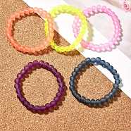 Stretchy Frosted Glass Beads Kids Bracelets for Children's Day, Mixed Color, 42mm(BJEW-JB01768)