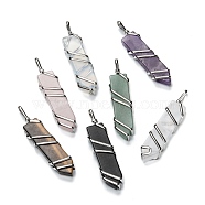 Natural & Synthetic Pendants, with Platinum Iron Findings, Flat Cone, 65~70x14.5~15.5x8~9mm, Hole: 6.8x4.4mm(G-Z023-03)