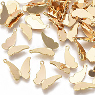 Brass Pendants, Nickel Free, Butterfly, Real 18K Gold Plated, 13x16x3mm, Hole: 1.2mm(X-KK-T055-008G-NF)