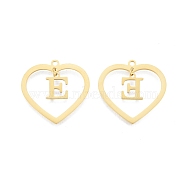 201 Stainless Steel Pendants, Hollow, Heart with Letter A~Z, Real 18K Gold Plated, Letter.E, 29x29.5x1mm, Hole: 2mm, A~Z: 12x8~10.5x1mm(STAS-N090-LA894-E-G)