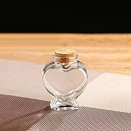 Glass Bottle, Wishing Bottle, with Cork Stopper, Heart, Clear, 6x8.1cm, Bottle: 7.4cm high, Capacity: 80ml(2.71fl. oz)(HEAR-PW0001-129A)