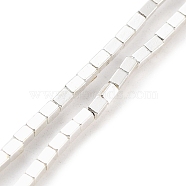 Synthetic Non-magnetic Hematite Beads Strands, Long-Lasting Plated, Cuboid, Silver Plated, 2~2.5x1.5x1.5mm, Hole: 0.6mm, about 188pcs/strand, 16.22''(41.2cm)(G-P545-L01-01A)