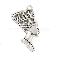 Tibetan Style Alloy Woman Pendants, Queen Nefertiti, Cadmium Free & Lead Free, Antique Silver, 39x19.5x4mm, Hole: 3mm, about 172pcs/500g(TIBEP-Q043-147-RS)