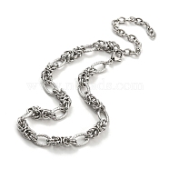 304 Stainless Steel Byzantine Chain Necklaces, Stainless Steel Color, 12.76 inch(32.4cm)(NJEW-P285-03P)
