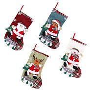 4Pcs Cloth Christmas Stockings Sets, Christmas Tree Small Pendant, for Family Holiday Season Decoration, Mixed Shapes, Mixed Color, 310x190mm(JX066A)