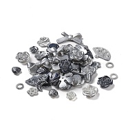 DIY Baroque Jewelry Making Finding Kit, Including Gradient Acrylic Charms and Beads, Mixed Shapes, Dark Gray, 8.5~34.5x8.5~34.5x2~10mm, Hole: 1.4~2.7mm, 1086pcs/500g(DIY-B073-04E)