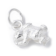 925 Sterling Silver 3D Chinese Zodiac Charms, with Jump Rings, Silver Color Plated, Rabbit, 8~14x5~11x3~6.5mm, Hole: 3.5mm(STER-P066-01S-04)