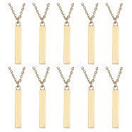 10Pcs Brass Coated Iron Pendant Necklace, Cuboid, Golden, 20.28 inch(51.5cm)(NJEW-CA0001-17G)