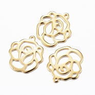201 Stainless Steel Charms, Flower, Golden, 16x14x1mm, Hole: 1mm(STAS-H557-21G)