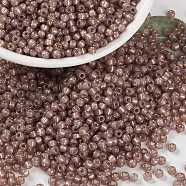 MIYUKI Round Rocailles Beads, Japanese Seed Beads, 8/0, (RR641) Dyed Rose Bronze Silverlined Alabaster, 8/0, 3mm, Hole: 1mm, about 2111~2277pcs/50g(SEED-X0055-RR0641)