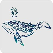 Large Plastic Reusable Drawing Painting Stencils Templates, for Painting on Scrapbook Fabric Tiles Floor Furniture Wood, Rectangle, Whale Pattern, 297x210mm(DIY-WH0202-117)