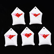 Handmade Polymer Clay Pendants, Heart Bouquet, for Valentine's Day, White, 31~32x21.5~22x9.5~10mm, Hole: 1.8mm(X-CLAY-N010-056)