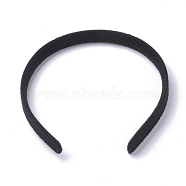 Hair Accessories Plain Plastic Hair Band Findings, No Teeth, with Velvet, Black, 122mm(OHAR-S195-04C)