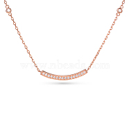 TINYSAND CZ Jewelry 925 Sterling Silver Cubic Zirconia Bar Pendant Necklaces, Rose Gold, 19 inch(TS-N010-RG-18)