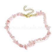 Cherry Quartz Glass Anklets, with Alloy Findings, Jewely for Women, 9 inch(22.8cm)(AJEW-AN00592-05)