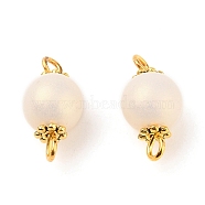 Spray Painted Style Acrylic  Beads Links, with Golden Plated Brass & Alloy Findings, Round, Creamy White, 16x7.7x7.8mm, Hole: 2mm(PALLOY-JF00483)