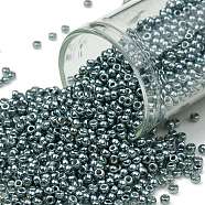 TOHO Round Seed Beads, Japanese Seed Beads, Frosted, (565F) Matte Galvanized Grey Blue, 11/0, 2.2mm, Hole: 0.8mm, about 1110pcs/10g(X-SEED-TR11-0565F)