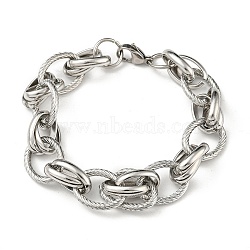 201 Stainless Steel Oval Link Chain Bracelets, Stainless Steel Color, 8-7/8 inch(22.5cm)(STAS-Z056-19P)