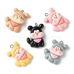 5Pcs 5 Colors Opaque Resin Pendants, Mixed Color, Dog, 27x20x9mm, Hole: 2mm 1pc/color(RESI-FS0001-67A)