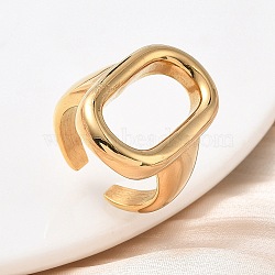 304 Stainless Steel Cuff Rings, Oval, Ion Plating(IP), Manual Polishing, Real 18K Gold Plated, 5~26.5mm, Adjustable(RJEW-Z118-11G)