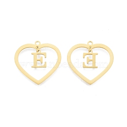 201 Stainless Steel Pendants, Hollow, Heart with Letter A~Z, Real 18K Gold Plated, Letter.E, 29x29.5x1mm, Hole: 2mm, A~Z: 12x8~10.5x1mm(STAS-N090-LA894-E-G)