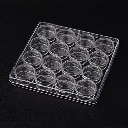(Defective Outer Rectangle Box), Plastic Bead Containers, with 16pcs 10ml Small Bottles, Clear, 13.5x13.5x1.8cm(TOOL-D045-01)