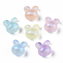 Transparent Acrylic Beads, Glitter Powder, Rabbit, Mixed Color, 16x15.5x12mm, Hole: 3mm(X-OACR-S028-137)