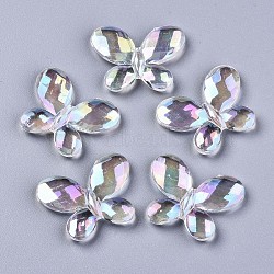 Transparent Acrylic Beads, AB Color, Butterfly, Faceted, Clear AB, 23x29x4mm, Hole: 1.6mm(X-PACR-N010-014)