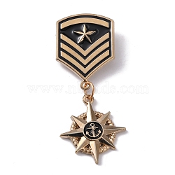 Star & Anchor Zinc Alloy Pendant Lapel Pin, Chevron Dangle Charm Brooch Medal for Men, Golden, 65x24.5x2mm(JEWB-WH0028-05C)