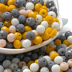 Glass Beads, Faceted, Rondelle, Yellow, 6x5mm, Hole: 1mm, about 2360pcs/500g(EGLA-A034-LM6mm-39)