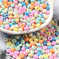 Baking Paint Glass Seed Beads, Donut, Colorful, 4x2.5mm, Hole: 1mm, about 6205pcs/pound(SEED-B001-02A-10)