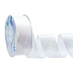 18M Iridescent Polyester Ribbon, for Gift Wrapping Ribbon, Flower Bouquet Decor, White, 1-1/2 inch(39mm), about 19.69 Yards(18m)/Roll(OCOR-WH0097-10A)