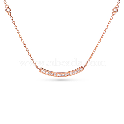 TINYSAND CZ Jewelry 925 Sterling Silver Cubic Zirconia Bar Pendant Necklaces, Rose Gold, 19 inch(TS-N010-RG-18)