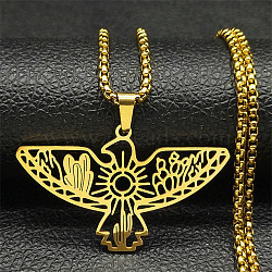 304 Stainless Steel Pendant Necklaces, Eagle, Golden, 23.62 inch(60cm)(NJEW-C066-18G)