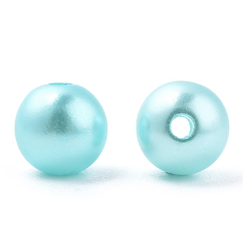 Spray Painted ABS Plastic Imitation Pearl Beads, Round, Cyan, 8x9.5mm, Hole: 1.8mm, about 2080 pcs/500g